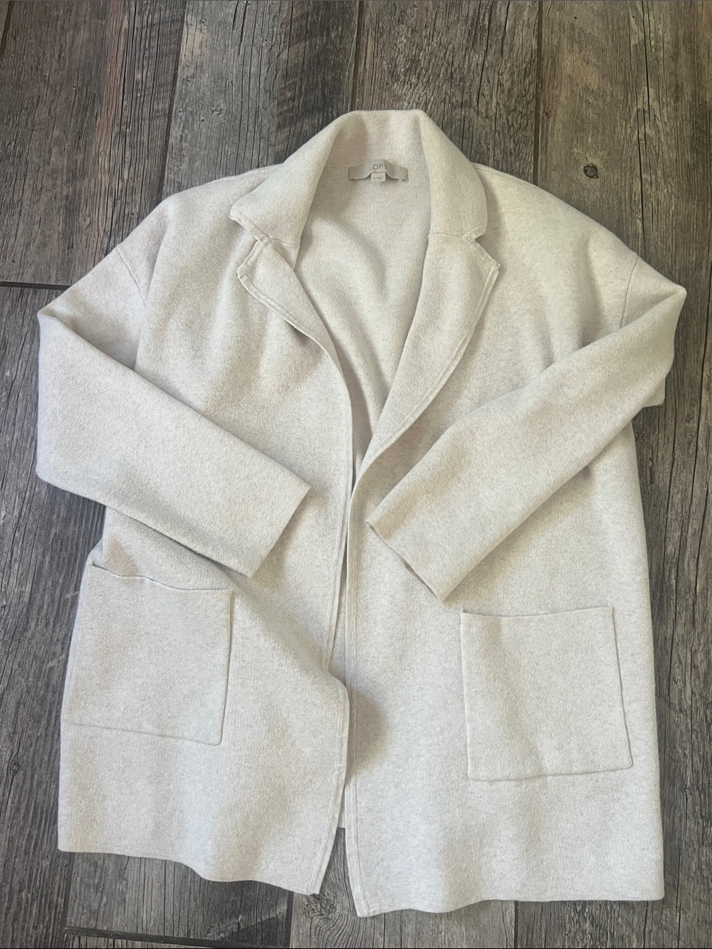 LOFT Open-Front Trench Coatigan in Light Cream